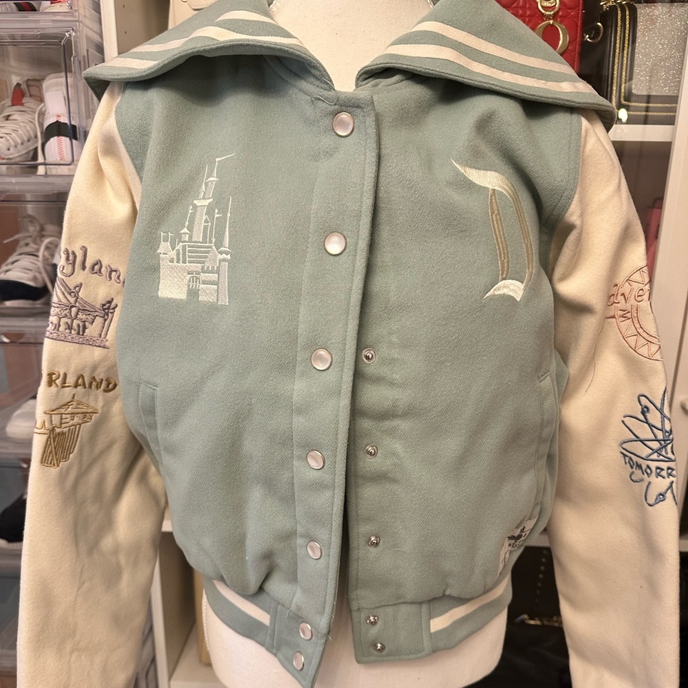 Mint Green and Cream Varsity Jacket